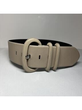 Emporio Armani Genuine Wide Leather Belt Size 40 Beige Made in Italy